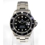 Rolex Submariner gentleman's wristwatch 16610 in stainless steel case, black dial,