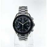 Omega Speedmaster gentleman's wristwatch in stainless steel case, black dial,