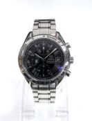 Omega Speedmaster gentleman's wristwatch in stainless steel case, black dial,