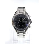 Omega Speedmaster gentleman's wristwatch in stainless steel case, black dial,