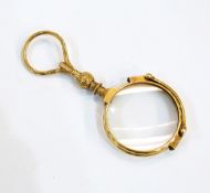 Pair of Victorian 18ct gold folding lorgnettes, London 1864, the lenses with faceted gold rims,