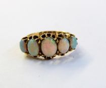 18ct gold and opal dress ring set five graduated oval cabochon opals,