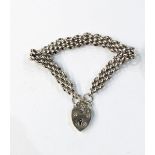 Silver padlock and chain bracelet, 0.