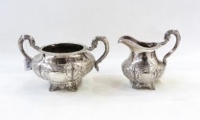 Lot Withdrawn - Early Victorian Irish silver two-handled sugar bowl and milk jug probably by James