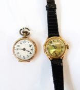 9ct gold fob watch and a Mersman wristwatch (2)