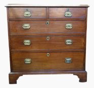 19th century mahogany chest of two short and three long drawers, each with brass escutcheon,