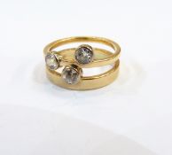 9ct gold and diamond three-stone ring,