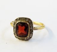 Gold, red spinel,