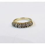 9ct gold and diamond half-hoop ring, the six diamonds each 3mm in diameter approx,