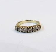 9ct gold and diamond half-hoop ring, the six diamonds each 3mm in diameter approx,