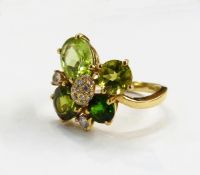 18ct gold diamond and peridot dress ring