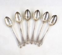 Set of six Victorian silver teaspoons by Chawner & Co, London 1853,