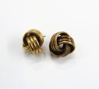 Pair of 9ct gold knot-pattern earrings, approx.