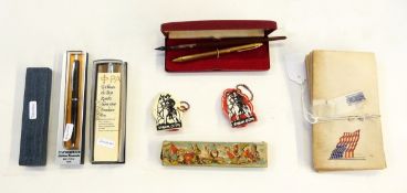 H & H Empire Exhibition 1938 red and black marble cased fountain pen,