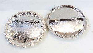 Two silver plate salvers,