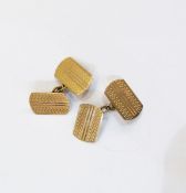 Pair of 9ct gold cufflinks with shaped rectangular plates,
