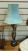 Brass table lamp and bronze effect dancing maiden table lamp,