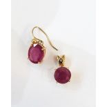 9ct gold and synthetic ruby pendant and a single gold and synthetic ruby earring (2)