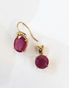 9ct gold and synthetic ruby pendant and a single gold and synthetic ruby earring (2)