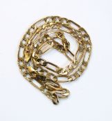 Gold-coloured chain link bracelet marked 14K, with metal repair, 39.