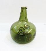 18th century green glass bottle, onion and shaft shape, applied with seal,