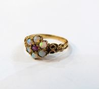 9ct gold and opal flower-shaped ring, size L approx, 2.