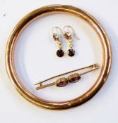 Pair of amethyst and seedpearl drop earrings,