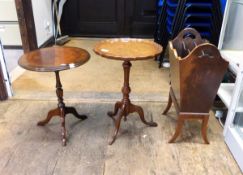 Reproduction mahogany circular wine table on tripod supports,