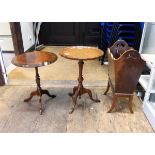 Reproduction mahogany circular wine table on tripod supports,