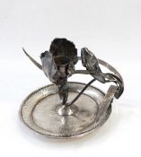 Chinese silver candleholder, floral decorated on a circular base, marked to base, 12.