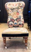 Victorian needlework upholstered prie-dieu chair