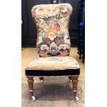 Victorian needlework upholstered prie-dieu chair