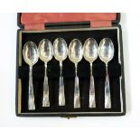Set of six mid 20th century silver coffee spoons, Sheffield 1945, makers Cooper Brothers & Sons Ltd,