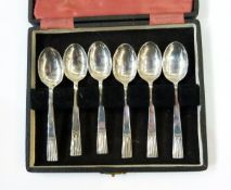 Set of six mid 20th century silver coffee spoons, Sheffield 1945, makers Cooper Brothers & Sons Ltd,