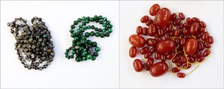 Quantity of amber beads,