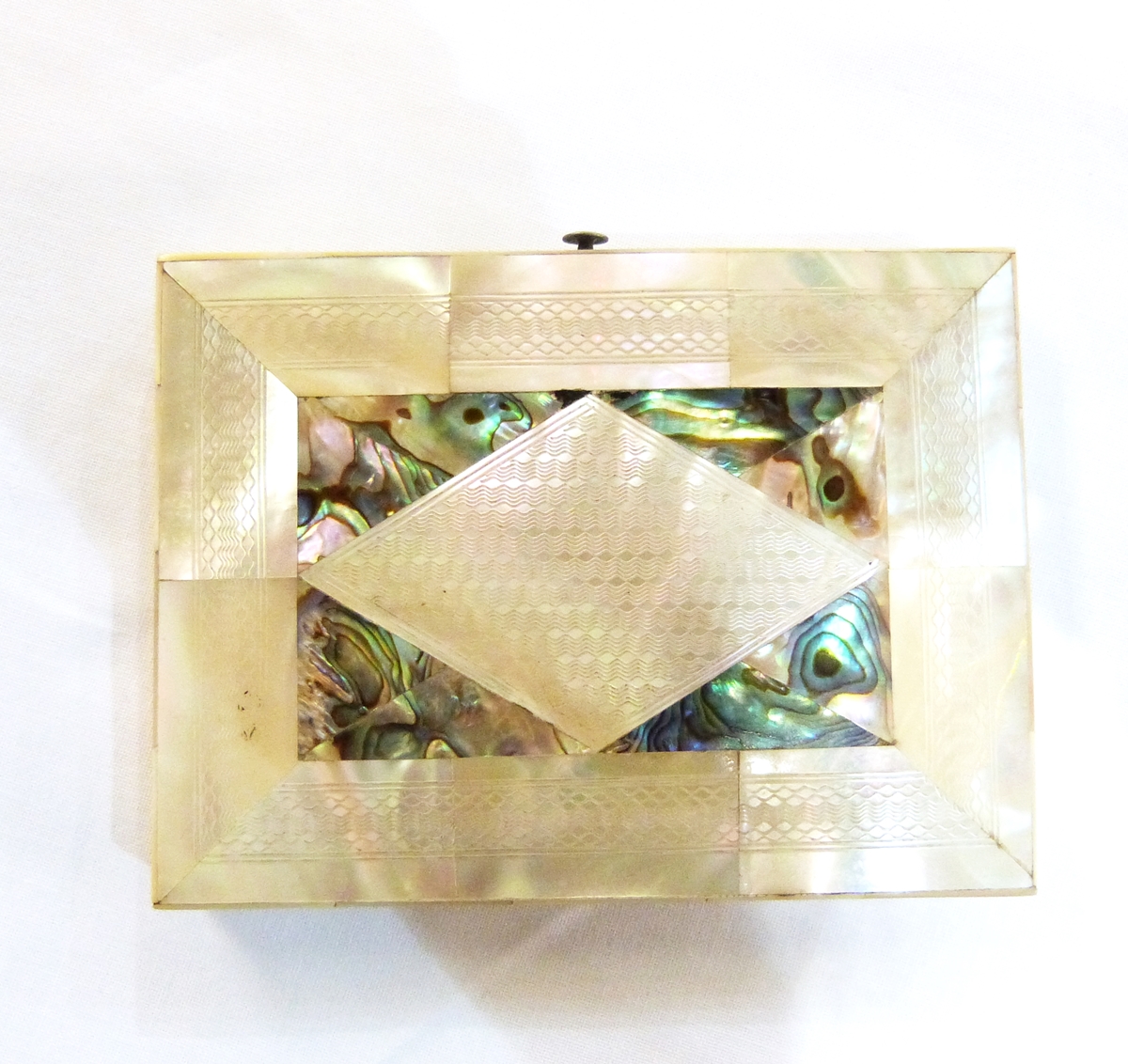 Victorian mother-of-pearl and abalone shell visiting card case, rectangular,