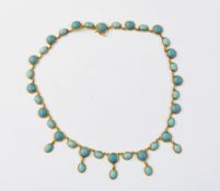 18ct gold and turquoise collarette,