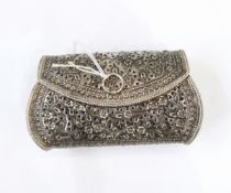 19th century silver purse, possibly Indian, marked 925 to inside of cover,