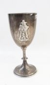 Silver trophy by Mappin & Webb, London 1904, of goblet design with bead borders,