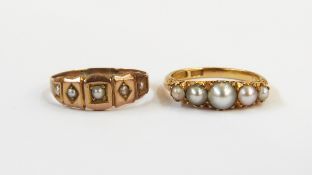 18ct gold and cultured pearl ring set five graduated cultured pearls and a 9ct gold and seedpearl