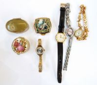 Lady's Omega Deville gold-plated strap watch and various other ladies wristwatches