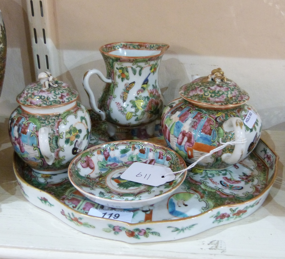 Canton porcelain part teaset to include a tray,
