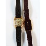 Lady's 9ct gold Rotary wristwatch with leather strap and a Pulsar quartz wristwatch (2)