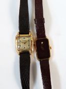 Lady's 9ct gold Rotary wristwatch with leather strap and a Pulsar quartz wristwatch (2)