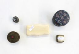 Four various metal and enamelled Eastern and foreign trinket boxes and a Victorian ivory trinket