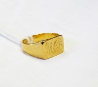 18ct. gold signet ring with rectangular top, 6.5 g.