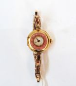 Lady's gold and enamel wristwatch,