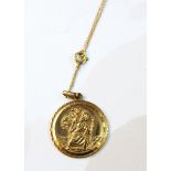 9ct gold medallion of St Anthony, on chain,