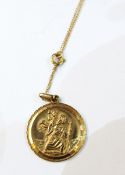 9ct gold medallion of St Anthony, on chain,