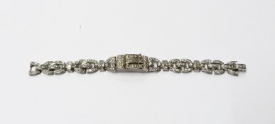 Art Deco diamond and platinum cluster wristwatch,